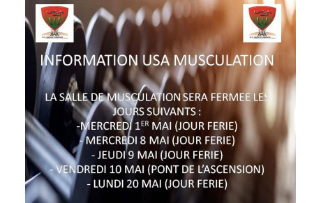 Fermetures du mois de mai 2024